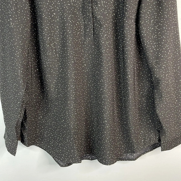 HILARY RADLEY NWOT Black White Speckled Long Sleeve Blouse Half Button V-Neck L - Picture 4 of 12